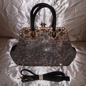 Dazzling Leopard / Cheetah Rhinestone Handbag Crossbody Purse (New)
